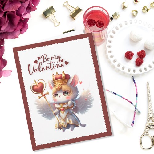 Be My Valentine Cute Chibi Cat Valentine Holiday Card