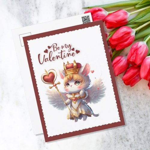 Be My Valentine Cute Chibi Cat Valentine Holiday Postcard