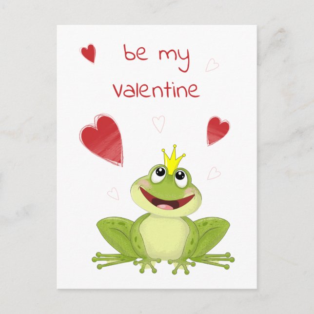 Be My Valentine Cute Frog Prince Holiday Card (Front)