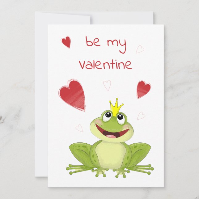 Be My Valentine Cute Frog Prince Holiday Card (Front)