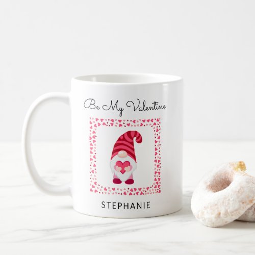 Be My Valentine Cute Gnome with Heart Personalized Coffee Mug