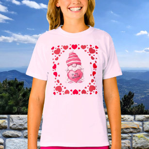 Be My Valentine Cute Red Hearts Gnome T-Shirt