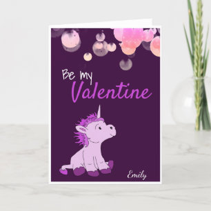 Be my Valentine Cute Unicorn Valentine`s Day Holiday Card