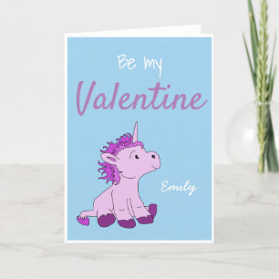 Be my Valentine Cute Unicorn Valentine`s Day Holiday Card