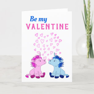 Be my Valentine Cute Unicorns Valentine`s Day Holiday Card