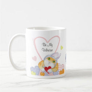 Be my Valentine Cute Watercolor Cat Coffee Mug