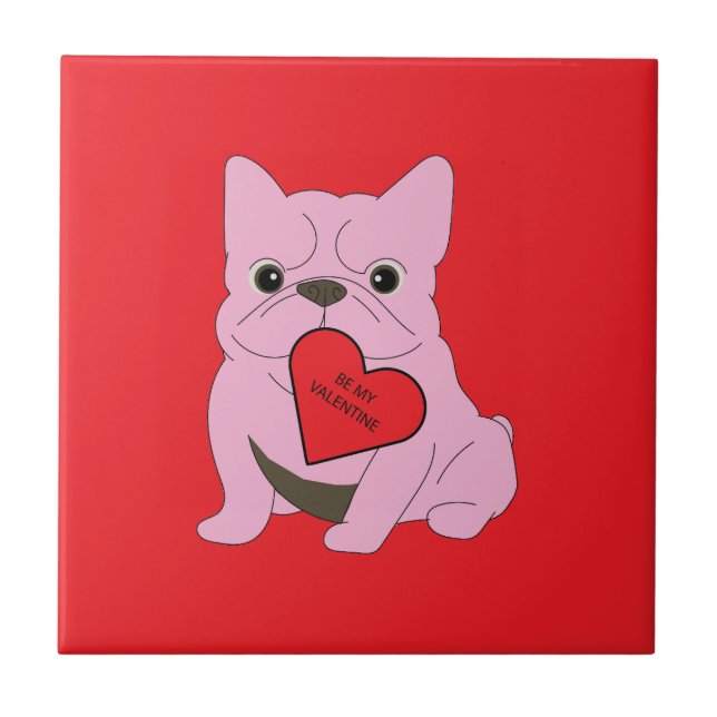 Be my Valentine, dog Ceramic Tile (Front)