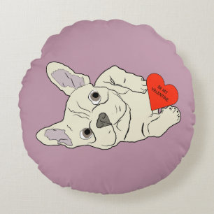 Be my Valentine, dog Round Pillow