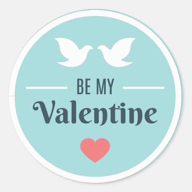 Be My Valentine Doves ID1086 Classic Round Sticker (Front)