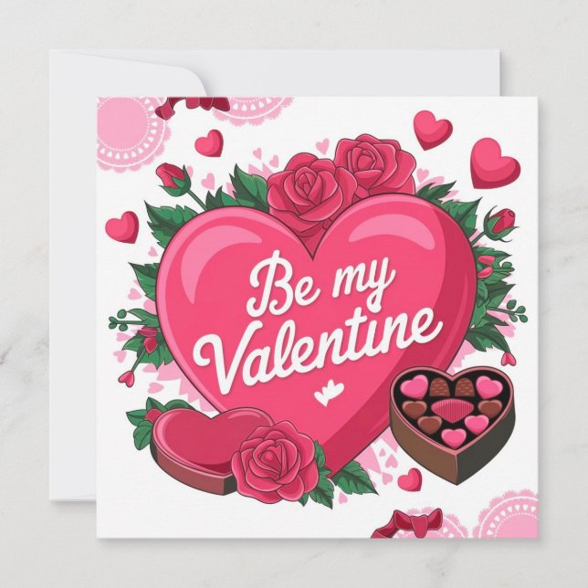 Be my Valentine Floral Holiday Card (Front)