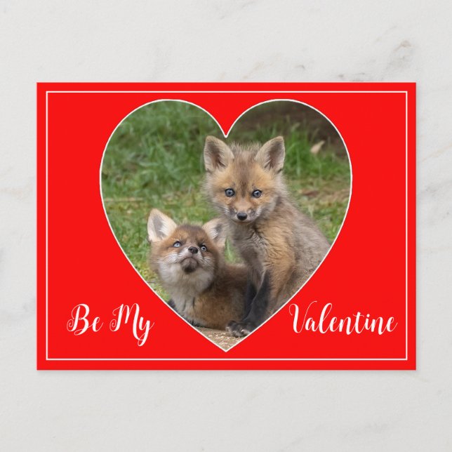 Be My Valentine Foxes Postcard (Front)