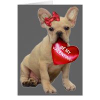 Be My Valentine French bulldog Card