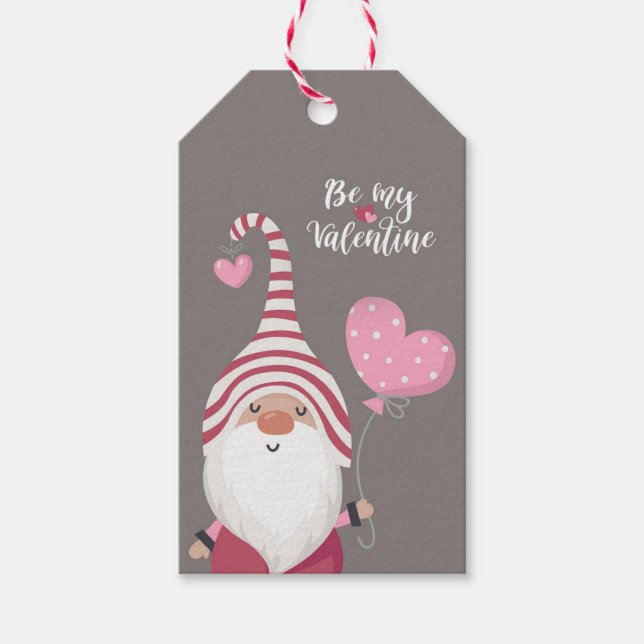 Be My Valentine Gnome Favor Gift Tag (Front)