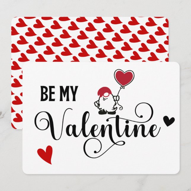 Be my Valentine Gnome Holiday Card (Front/Back)