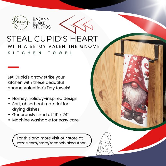 Be My Valentine Gnome Kitchen Towels (Creator Uploaded)