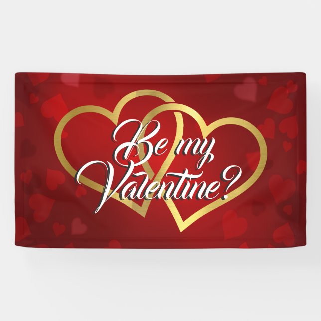 BE MY VALENTINE GOLD LINKED HEARTS BANNER (Horizontal)