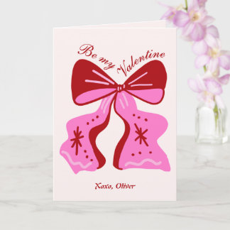Be My Valentine Hand Drawn Bow Valentine's Day Card