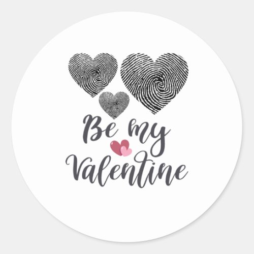 Be my valentine  heart beats classic round sticker