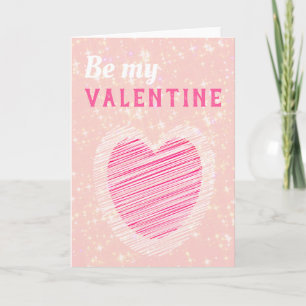 Be my Valentine Heart Glitter Valentine`s Day Holiday Card