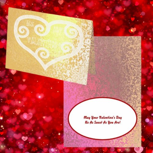 Be My Valentine Heart Swirl Shiny Pattern  Quote Foil Card