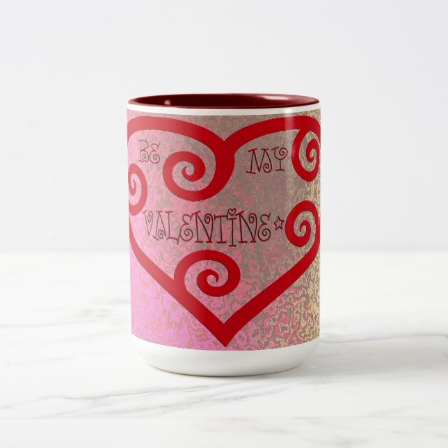 Be My Valentine Heart Two-Tone Coffee Mug (Center)