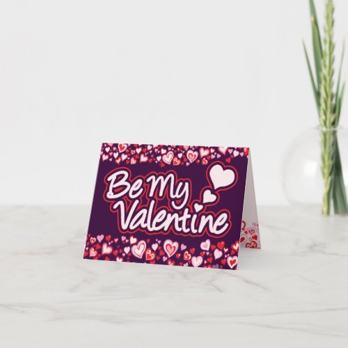 Be My Valentine hearts red pink purple  Holiday Card