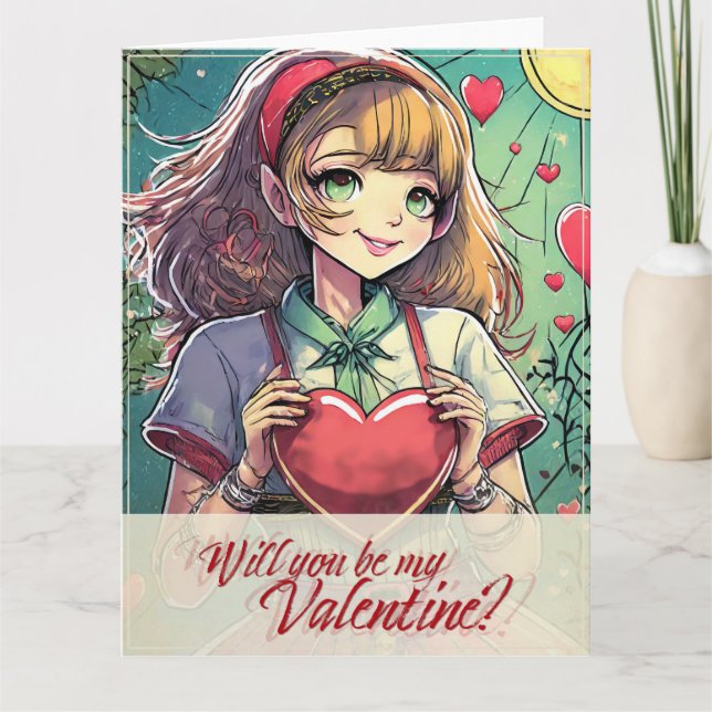 Be My Valentine in Manga Style 33419 Card (Front)