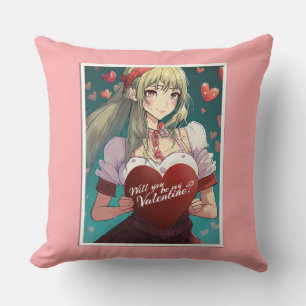 Be My Valentine in Manga Style 33893 Throw Pillow