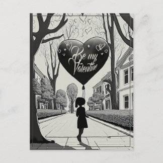 Be My Valentine in Manga Style Monochrome 1617 Holiday Postcard
