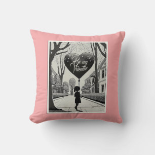 Be My Valentine in Manga Style Monochrome 1617 Throw Pillow