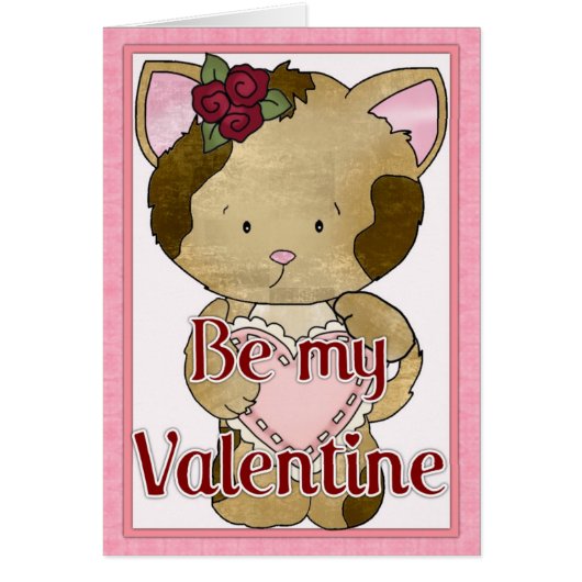 Be My Valentine Kitty Cat Greeting Card d5 (Front)