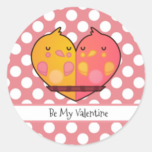 Be My Valentine Love Birds Round Sticker