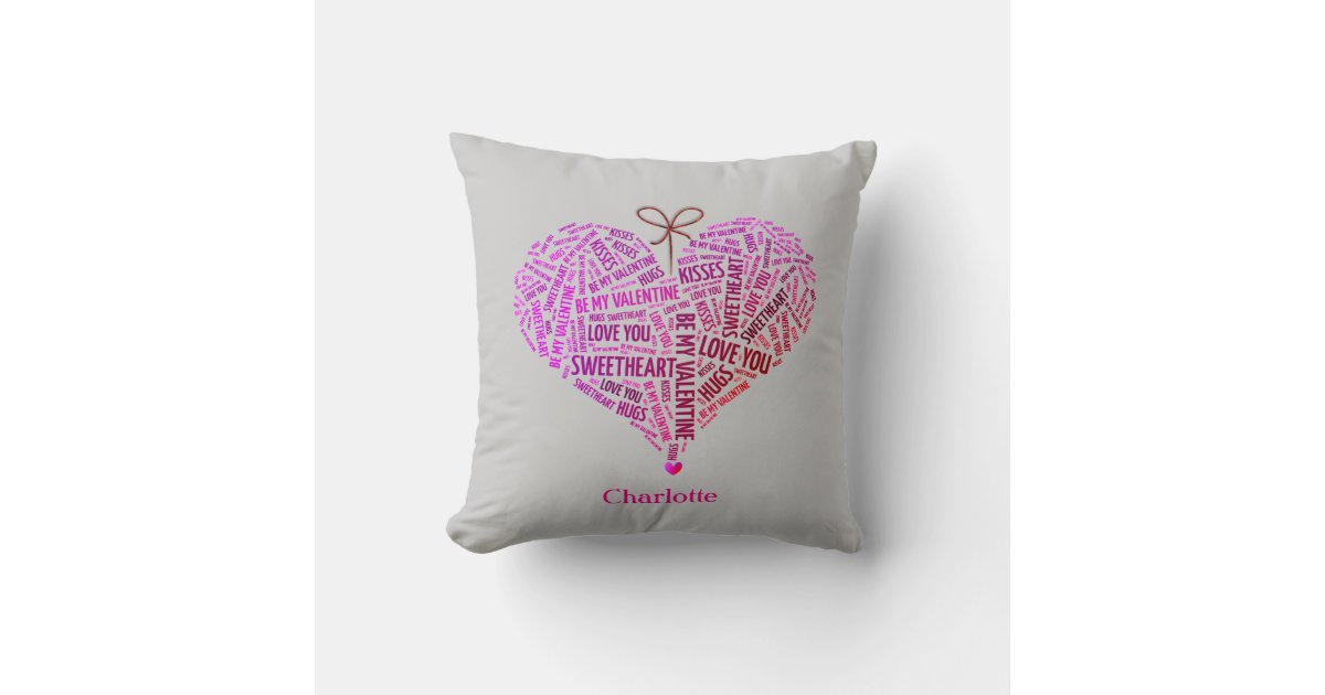 Hugs and Kisses Personalized Valentines Throw Pillow Cover