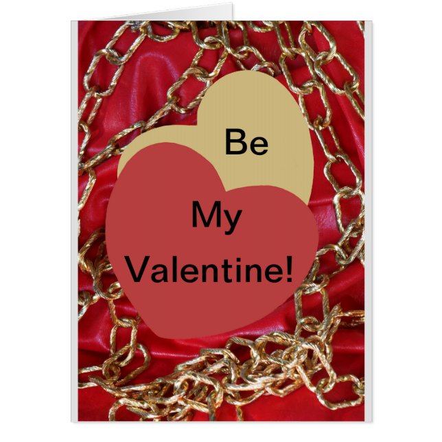 Be My Valentine Love Hearts gold & red valentine  Card (Front)