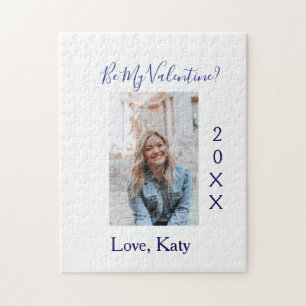 Be my valentine love name purple year photo simple jigsaw puzzle