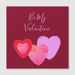 Be My Valentine Love Simple Hearts Magnetic Card