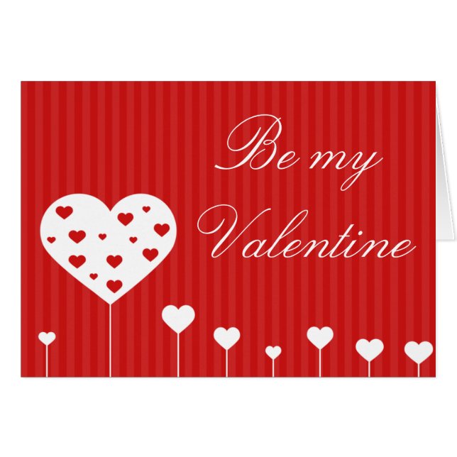 Be my Valentine Lovely Red White Hearts (Front Horizontal)