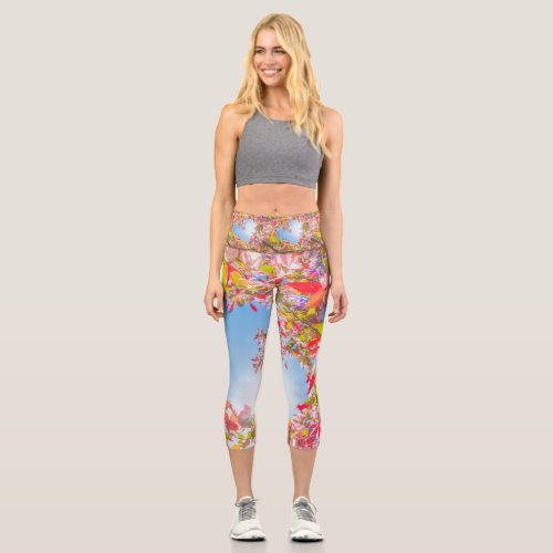 Be my Valentine Nature blooms Heart flowers Love  Capri Leggings