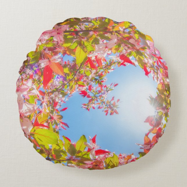 Be my Valentine Nature blooms Heart in flowers  Round Pillow (Front)