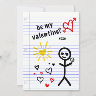 be my valentine notebook paper sketches invitation