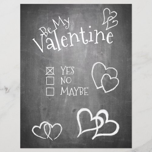 Be my Valentine on a chalk board