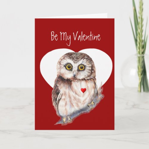 Be My Valentine Owl Love You Forever Cute Bird  Holiday Card