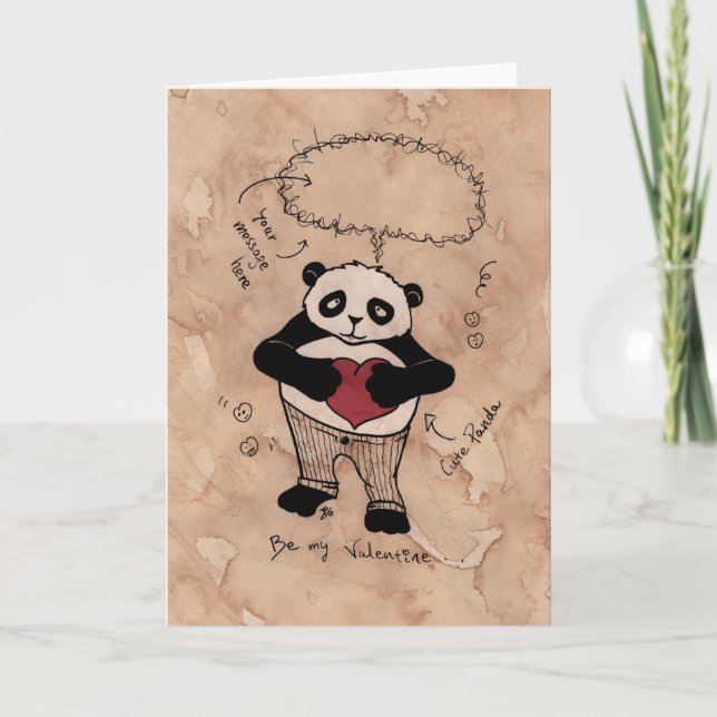 Be my Valentine, Panda Holiday Card (Front)