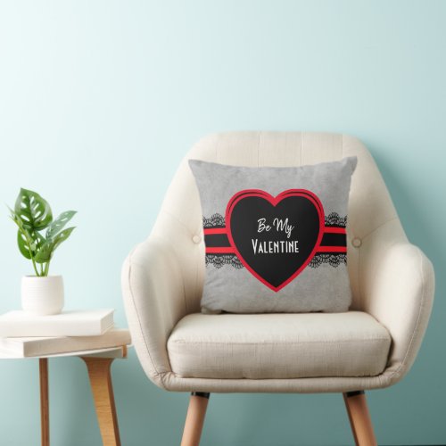 Be My Valentine Parchment   Lace Valentine Throw Pillow