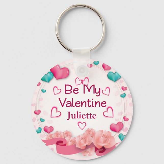Be My Valentine Personalized Keychain (Front)