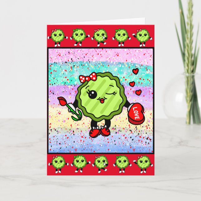Be My Valentine Pickle | Funny Holiday Pickle  Card (Front)
