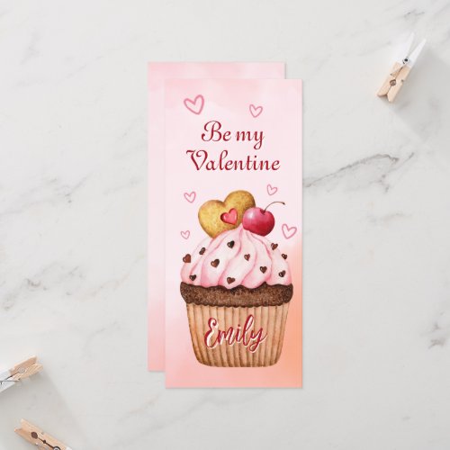 Be my Valentine Pink Cupcake Bookmark