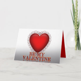 Be My Valentine red heart 3D Holiday Card