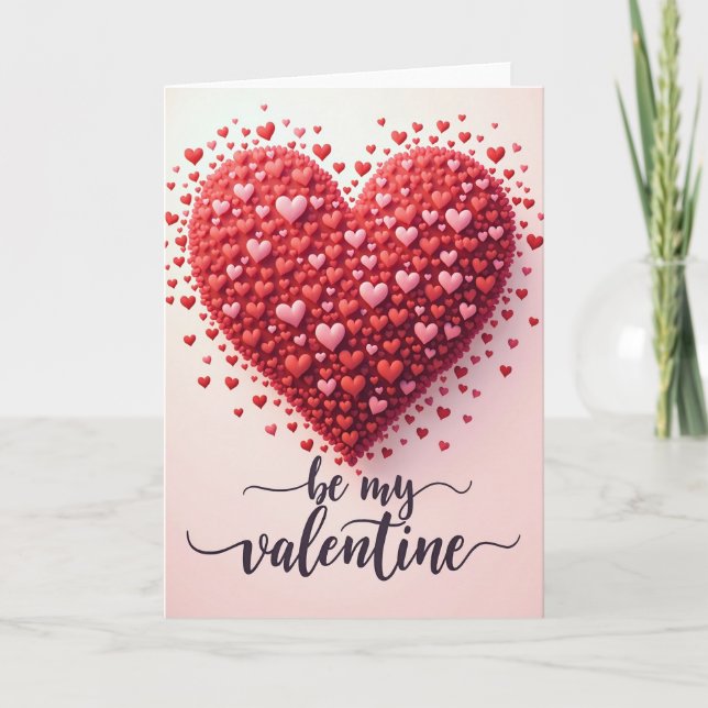 Be My Valentine Red Heart Card (Front)
