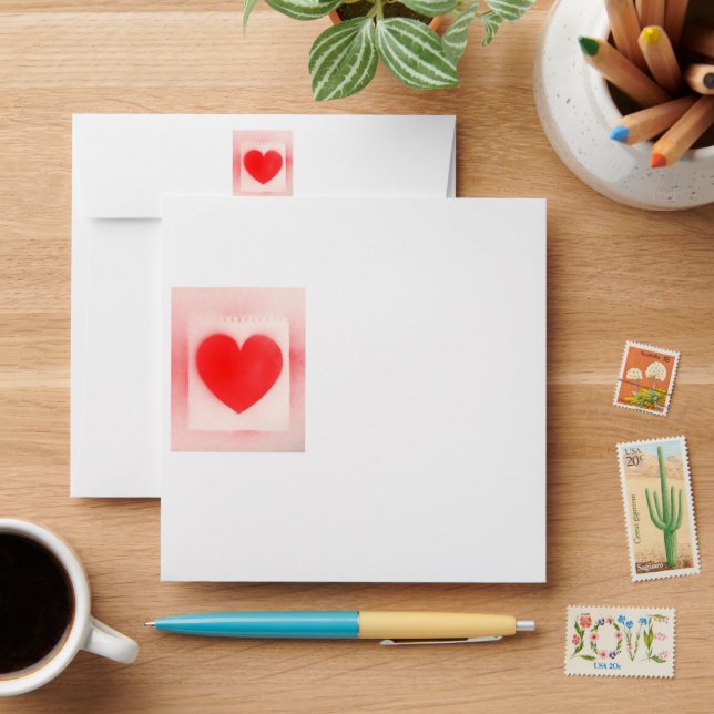 Be my Valentine red heart note  Envelope (Desk)